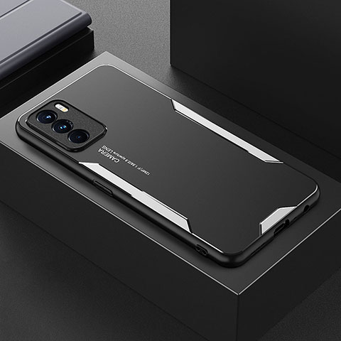 Funda Lujo Marco de Aluminio y Silicona Carcasa Bumper para Oppo K9 Pro 5G Plata