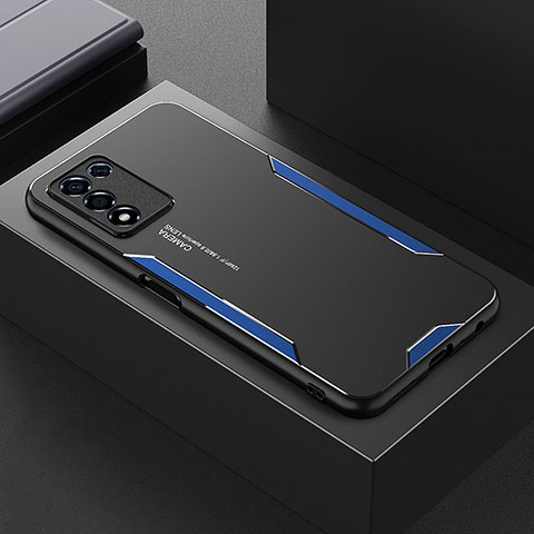 Funda Lujo Marco de Aluminio y Silicona Carcasa Bumper para Oppo K9S 5G Azul