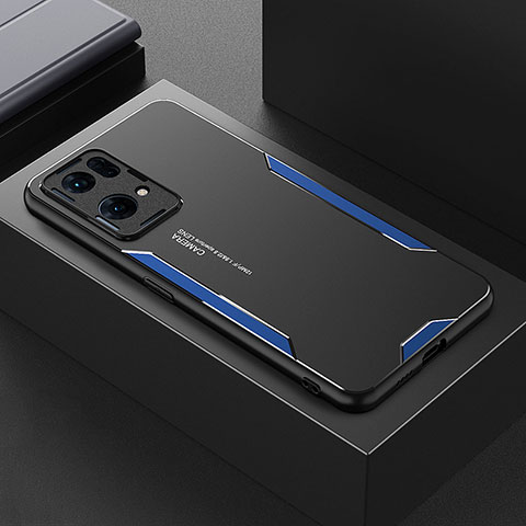 Funda Lujo Marco de Aluminio y Silicona Carcasa Bumper para Oppo Reno7 Pro 5G Azul