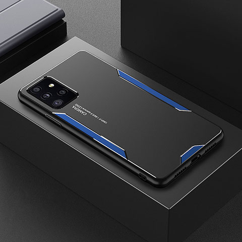 Funda Lujo Marco de Aluminio y Silicona Carcasa Bumper para Samsung Galaxy A72 4G Azul