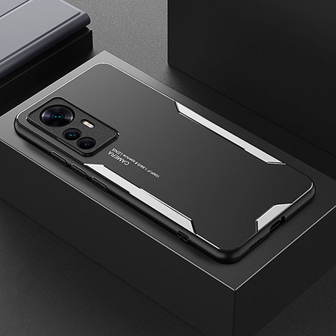 Funda Lujo Marco de Aluminio y Silicona Carcasa Bumper para Xiaomi Mi 12T Pro 5G Plata