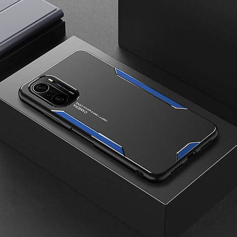 Funda Lujo Marco de Aluminio y Silicona Carcasa Bumper para Xiaomi Poco F3 5G Azul