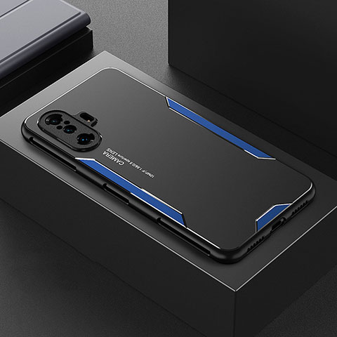 Funda Lujo Marco de Aluminio y Silicona Carcasa Bumper para Xiaomi Poco F3 GT 5G Azul