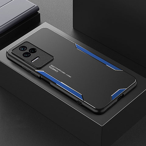 Funda Lujo Marco de Aluminio y Silicona Carcasa Bumper para Xiaomi Poco F4 5G Azul