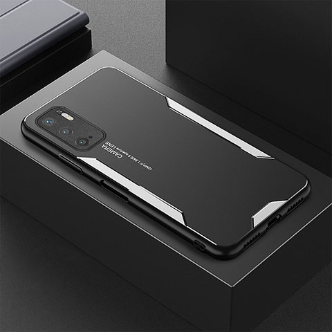 Funda Lujo Marco de Aluminio y Silicona Carcasa Bumper para Xiaomi POCO M3 Pro 5G Plata