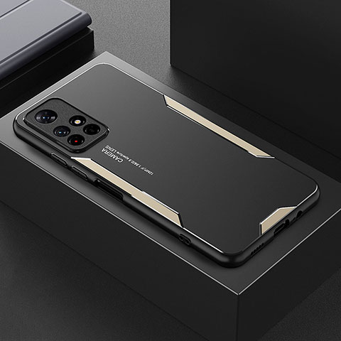 Funda Lujo Marco de Aluminio y Silicona Carcasa Bumper para Xiaomi Poco M4 Pro 5G Oro