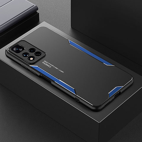 Funda Lujo Marco de Aluminio y Silicona Carcasa Bumper para Xiaomi Poco X4 NFC Azul