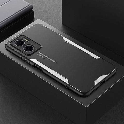 Funda Lujo Marco de Aluminio y Silicona Carcasa Bumper para Xiaomi Redmi 10 Prime Plus 5G Plata