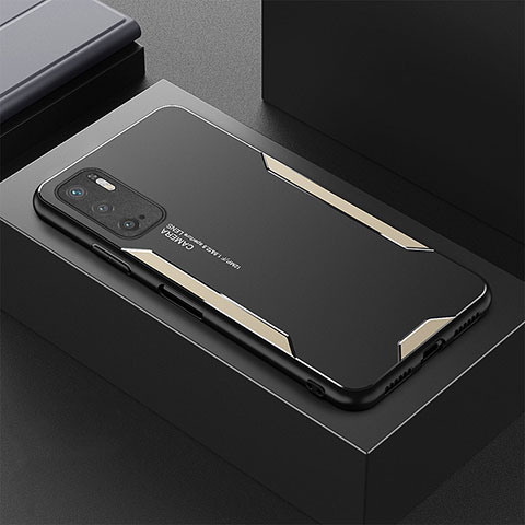 Funda Lujo Marco de Aluminio y Silicona Carcasa Bumper para Xiaomi Redmi Note 10 5G Oro