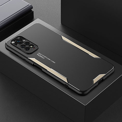 Funda Lujo Marco de Aluminio y Silicona Carcasa Bumper para Xiaomi Redmi Note 11 Pro 5G Oro