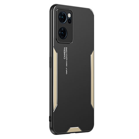 Funda Lujo Marco de Aluminio y Silicona Carcasa Bumper PB1 para OnePlus Nord CE 2 5G Oro