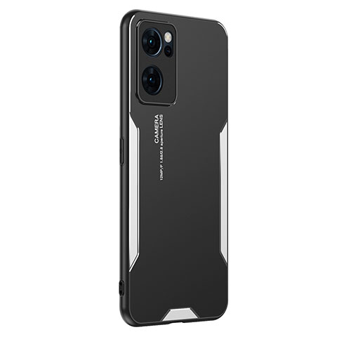 Funda Lujo Marco de Aluminio y Silicona Carcasa Bumper PB1 para OnePlus Nord CE 2 5G Plata