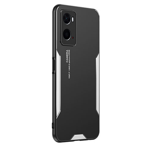 Funda Lujo Marco de Aluminio y Silicona Carcasa Bumper PB1 para Oppo A36 Plata