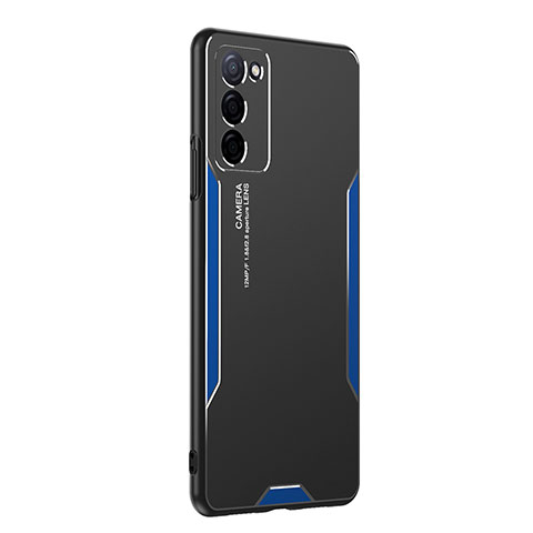 Funda Lujo Marco de Aluminio y Silicona Carcasa Bumper PB1 para Oppo A55 5G Azul