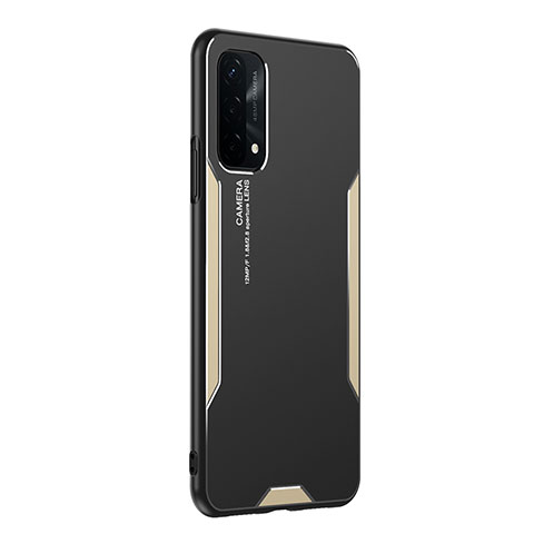 Funda Lujo Marco de Aluminio y Silicona Carcasa Bumper PB1 para Oppo A93 5G Oro