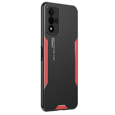 Funda Lujo Marco de Aluminio y Silicona Carcasa Bumper PB1 para Oppo A93s 5G Rojo