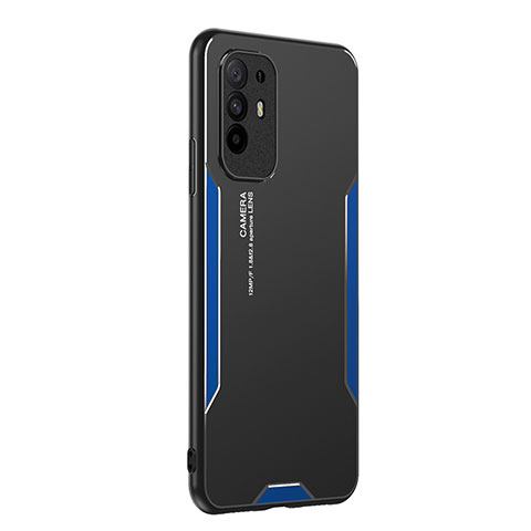 Funda Lujo Marco de Aluminio y Silicona Carcasa Bumper PB1 para Oppo A94 5G Azul