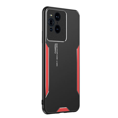 Funda Lujo Marco de Aluminio y Silicona Carcasa Bumper PB1 para Oppo Find X3 5G Rojo