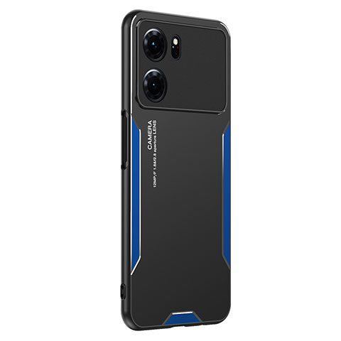 Funda Lujo Marco de Aluminio y Silicona Carcasa Bumper PB1 para Oppo K10 5G Azul