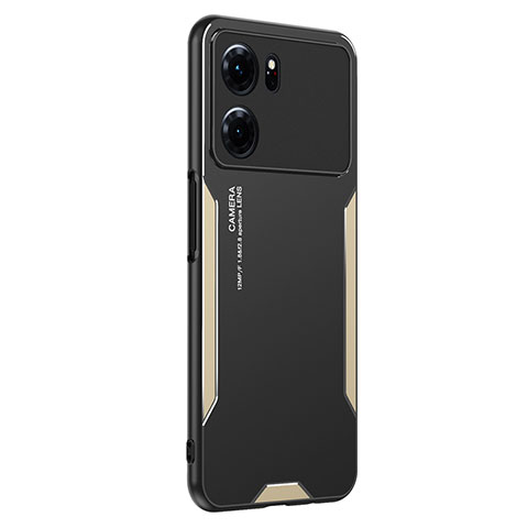 Funda Lujo Marco de Aluminio y Silicona Carcasa Bumper PB1 para Oppo K10 5G Oro