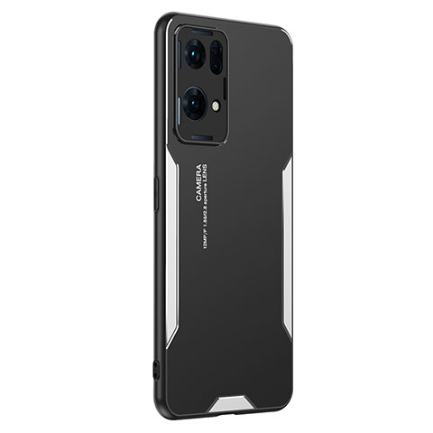 Funda Lujo Marco de Aluminio y Silicona Carcasa Bumper PB1 para Oppo Reno7 Pro 5G Plata