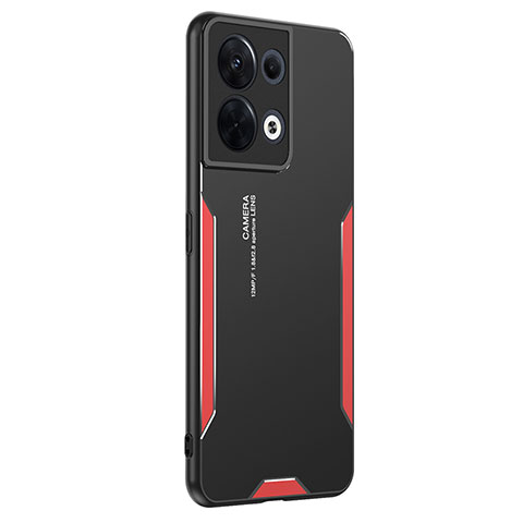 Funda Lujo Marco de Aluminio y Silicona Carcasa Bumper PB1 para Oppo Reno8 5G Rojo