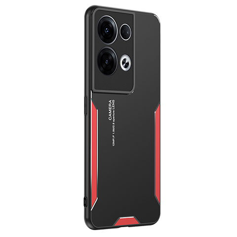 Funda Lujo Marco de Aluminio y Silicona Carcasa Bumper PB1 para Oppo Reno8 Pro 5G Rojo