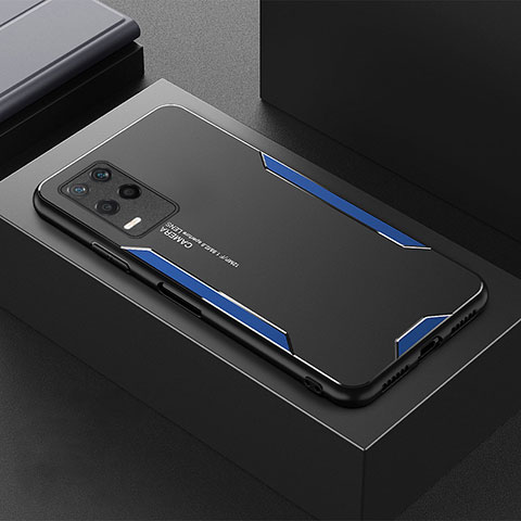 Funda Lujo Marco de Aluminio y Silicona Carcasa Bumper PB1 para Realme 8s 5G Azul