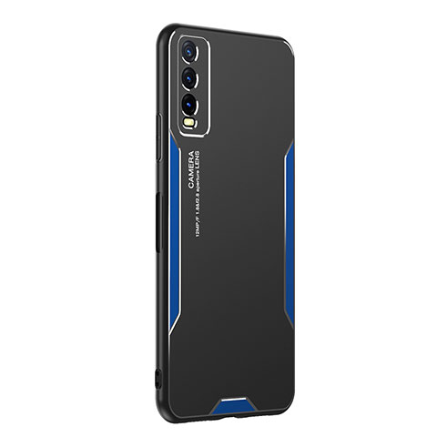 Funda Lujo Marco de Aluminio y Silicona Carcasa Bumper PB1 para Vivo Y11s Azul