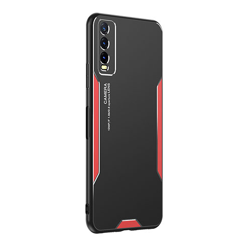 Funda Lujo Marco de Aluminio y Silicona Carcasa Bumper PB1 para Vivo Y20 (2021) Rojo