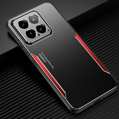 Funda Lujo Marco de Aluminio y Silicona Carcasa Bumper PB1 para Xiaomi Mi 14 Pro 5G Rojo