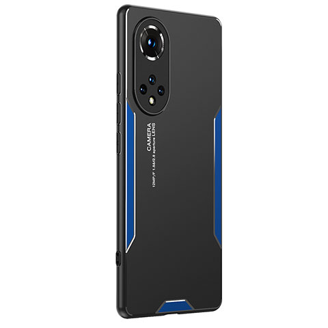 Funda Lujo Marco de Aluminio y Silicona Carcasa Bumper PB2 para Huawei Honor 50 Pro 5G Azul