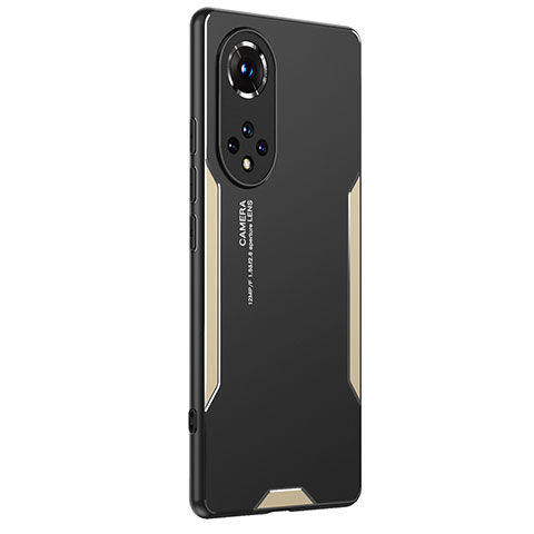 Funda Lujo Marco de Aluminio y Silicona Carcasa Bumper PB2 para Huawei Honor 50 Pro 5G Oro