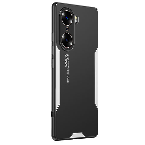 Funda Lujo Marco de Aluminio y Silicona Carcasa Bumper PB2 para Huawei Honor 60 Pro 5G Plata