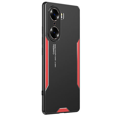 Funda Lujo Marco de Aluminio y Silicona Carcasa Bumper PB2 para Huawei Honor 60 Pro 5G Rojo