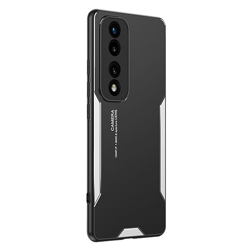 Funda Lujo Marco de Aluminio y Silicona Carcasa Bumper PB2 para Huawei Honor 70 Pro 5G Plata