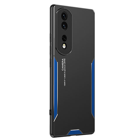 Funda Lujo Marco de Aluminio y Silicona Carcasa Bumper PB2 para Huawei Honor 80 Pro 5G Azul