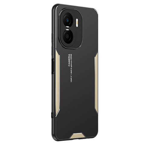 Funda Lujo Marco de Aluminio y Silicona Carcasa Bumper PB2 para Huawei Honor X40i 5G Oro