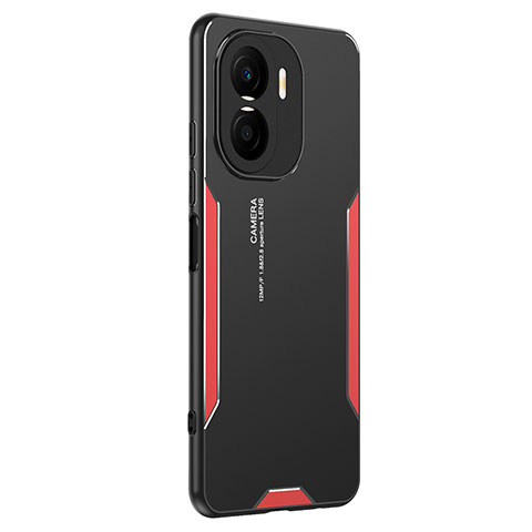 Funda Lujo Marco de Aluminio y Silicona Carcasa Bumper PB2 para Huawei Honor X40i 5G Rojo