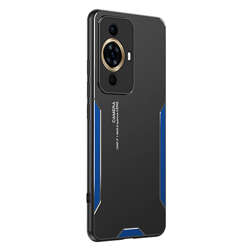 Funda Lujo Marco de Aluminio y Silicona Carcasa Bumper PB2 para Huawei Nova 11 Pro Azul