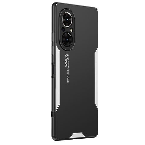 Funda Lujo Marco de Aluminio y Silicona Carcasa Bumper PB2 para Huawei Nova 9 SE Plata