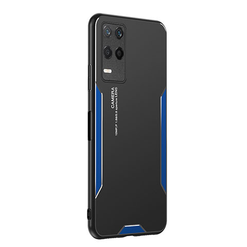 Funda Lujo Marco de Aluminio y Silicona Carcasa Bumper PB2 para Realme 8 5G Azul