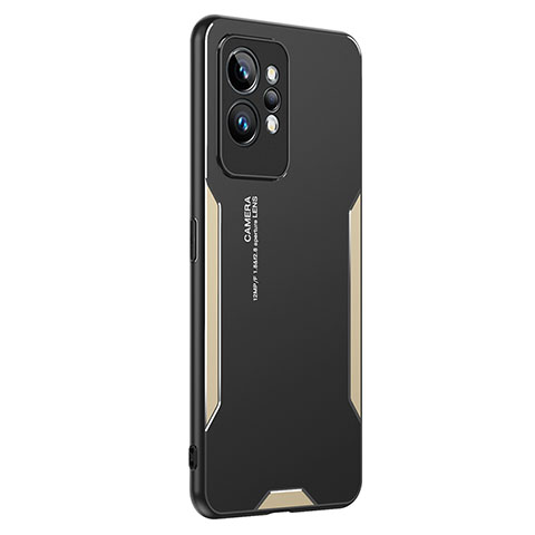 Funda Lujo Marco de Aluminio y Silicona Carcasa Bumper PB2 para Realme GT2 Pro 5G Oro