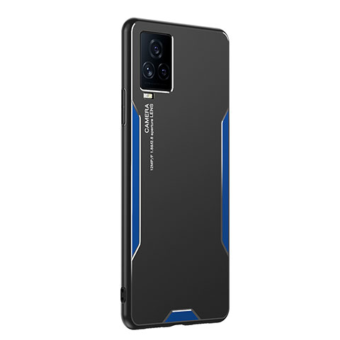 Funda Lujo Marco de Aluminio y Silicona Carcasa Bumper PB2 para Vivo iQOO 7 Legend 5G Azul