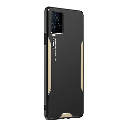 Funda Lujo Marco de Aluminio y Silicona Carcasa Bumper PB2 para Vivo iQOO 7 Legend 5G Oro