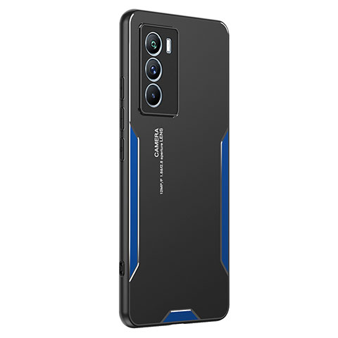 Funda Lujo Marco de Aluminio y Silicona Carcasa Bumper PB2 para Vivo iQOO 9 SE 5G Azul