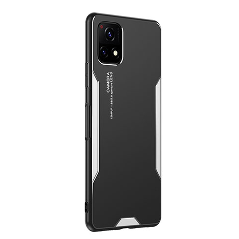 Funda Lujo Marco de Aluminio y Silicona Carcasa Bumper PB2 para Vivo iQOO U3x 5G Plata