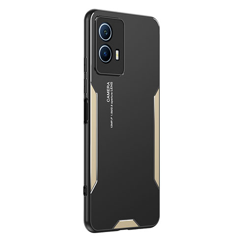 Funda Lujo Marco de Aluminio y Silicona Carcasa Bumper PB2 para Vivo iQOO U5 5G Oro