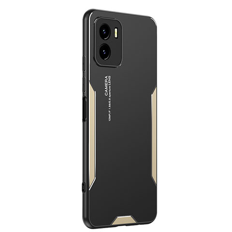 Funda Lujo Marco de Aluminio y Silicona Carcasa Bumper PB2 para Vivo iQOO U5x Oro