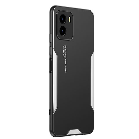 Funda Lujo Marco de Aluminio y Silicona Carcasa Bumper PB2 para Vivo iQOO U5x Plata